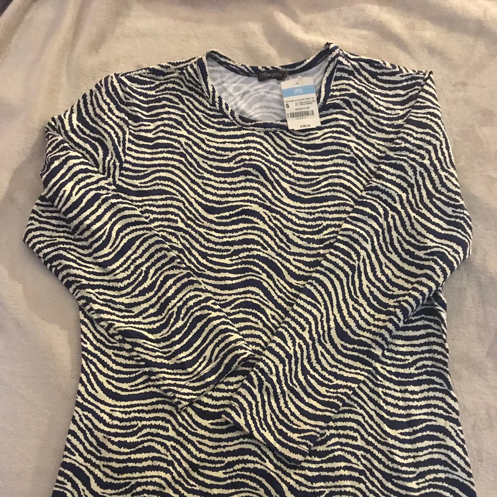 J. McLaughlin Black and White Zebra Print Blouse